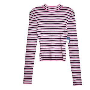 NWT Arizona Jean Company Long Sleeve Striped Rib Knit Top Junior L